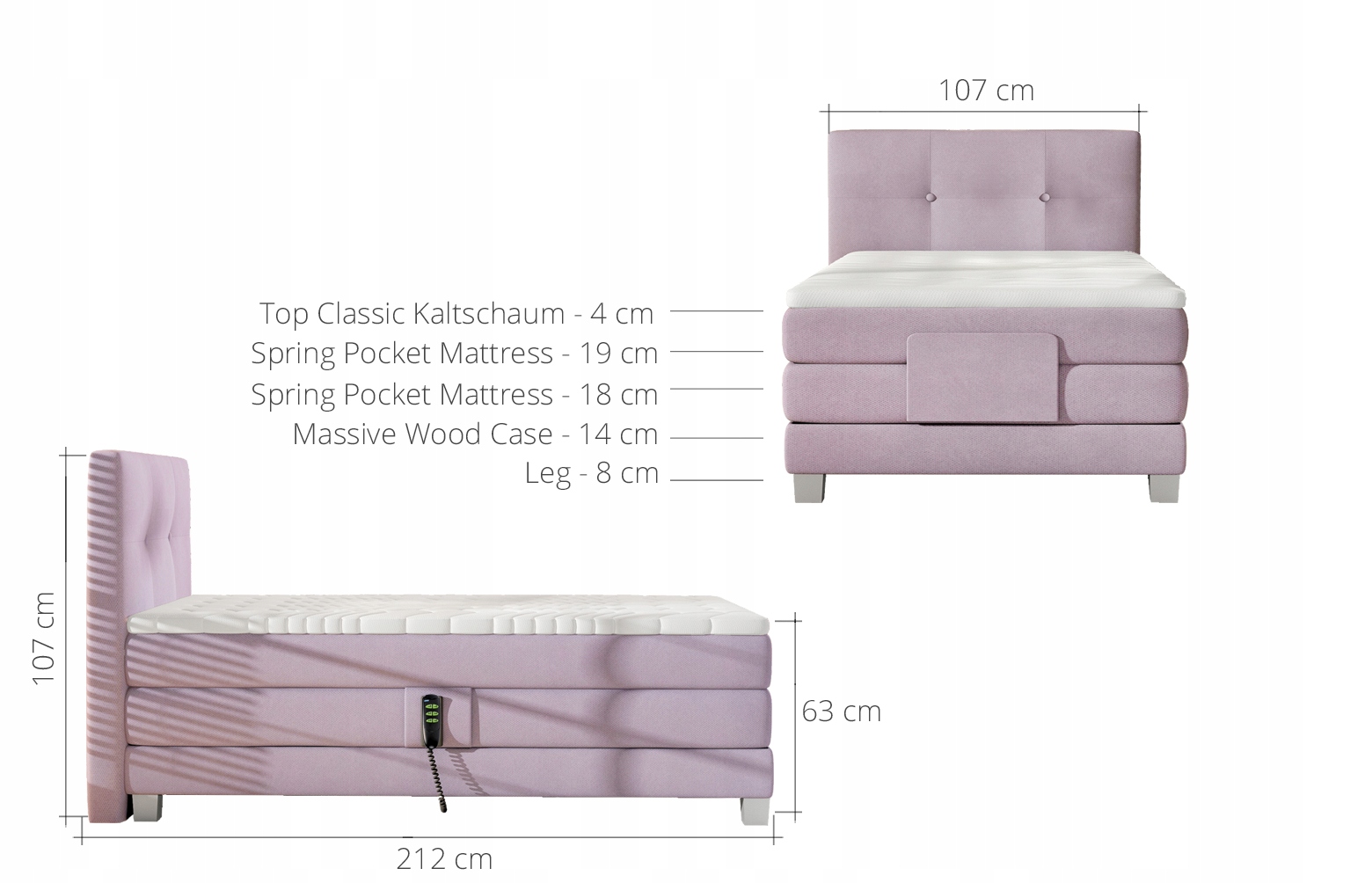 ŁÓŻKO KONTYNENTALNE BOXSPRING ESPO BASIC 100x200