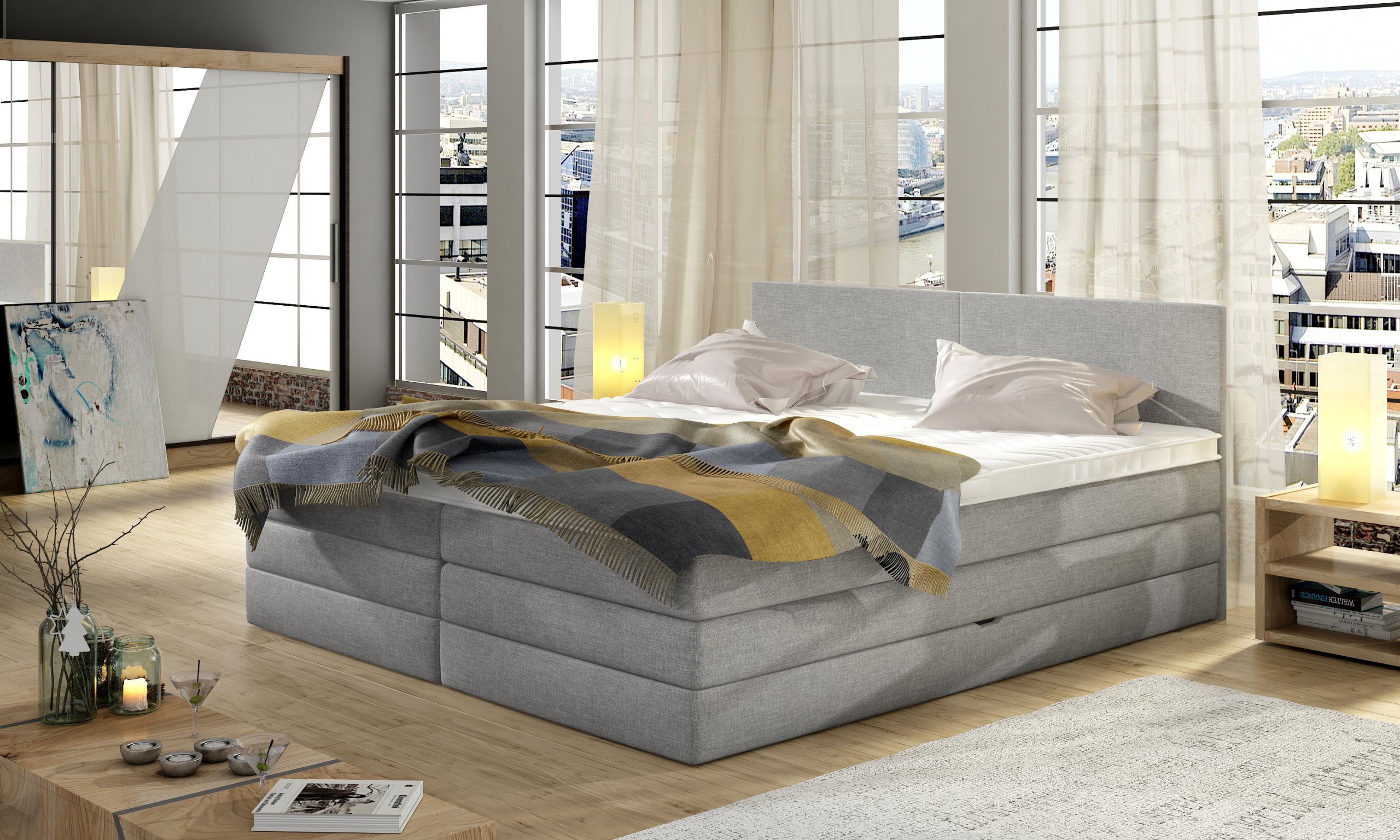ŁÓŻKO KONTYNENTALNE BOXSPRING EMMA BASIC 160x200