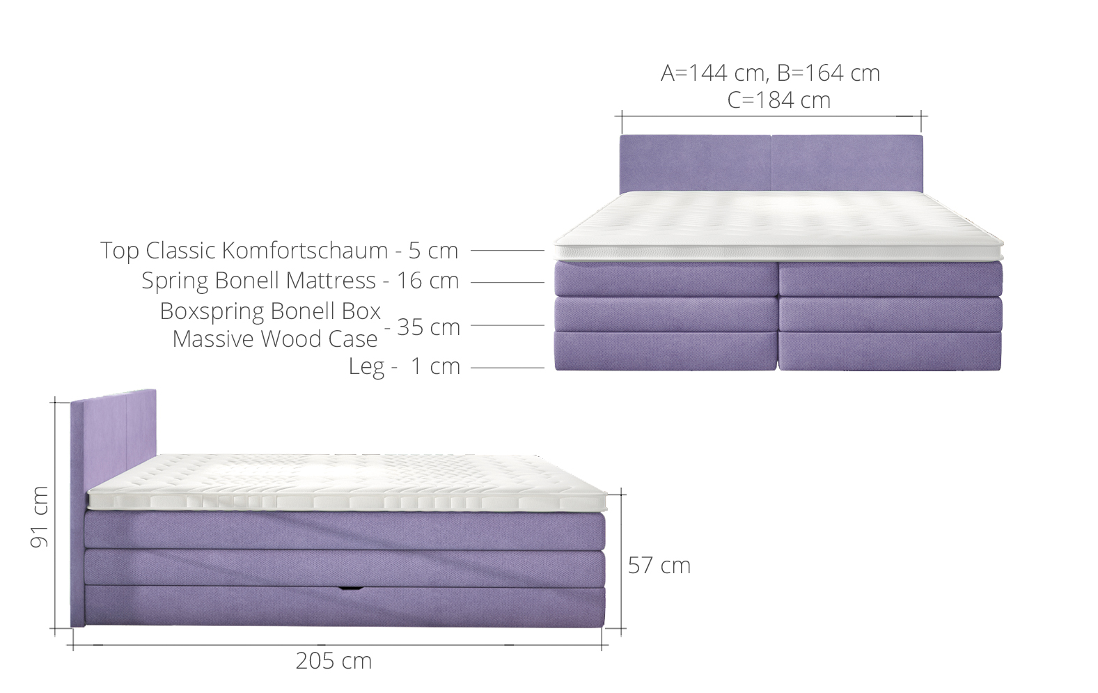 ŁÓŻKO KONTYNENTALNE BOXSPRING EMMA BASIC 160x200