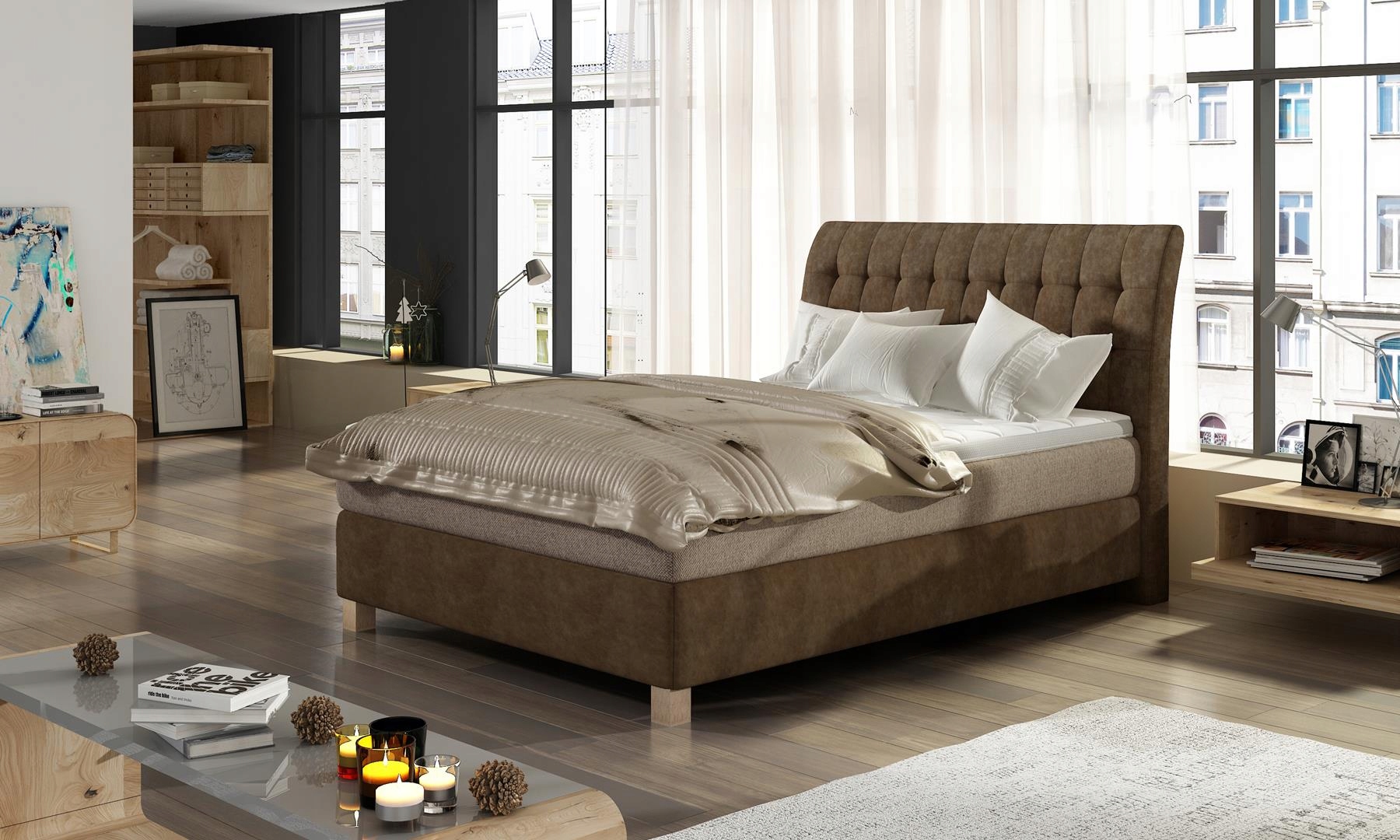 ŁÓŻKO KONTYNENTALNE BOXSPRING HAPPY BASIC 100x200