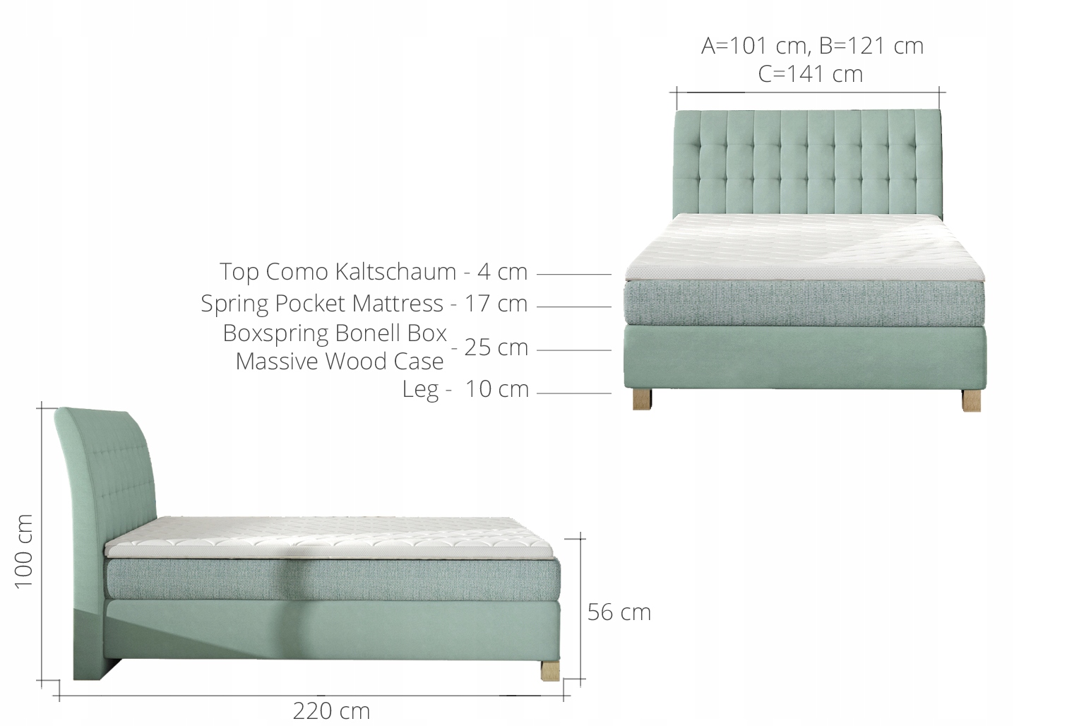 ŁÓŻKO KONTYNENTALNE BOXSPRING HAPPY BASIC 100x200