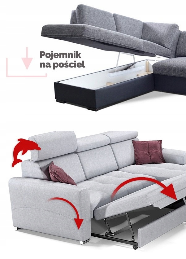 NAROŻNIK LUCA PRO / REGULOWANE ZAGŁÓWKI / KOLORY