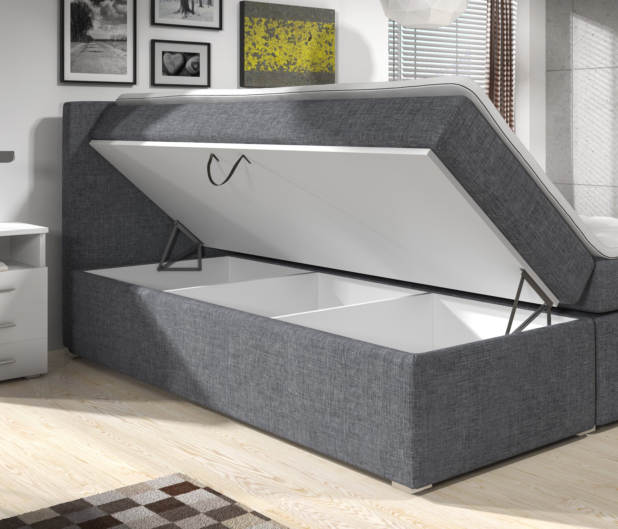 ŁÓŻKO BOXSPRING INTER 160 TYP3 SZUFLADA PODNOSZONA
