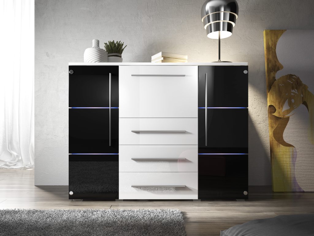 Nowoczesna Komoda BARI / Połysk! LED ! PRO +