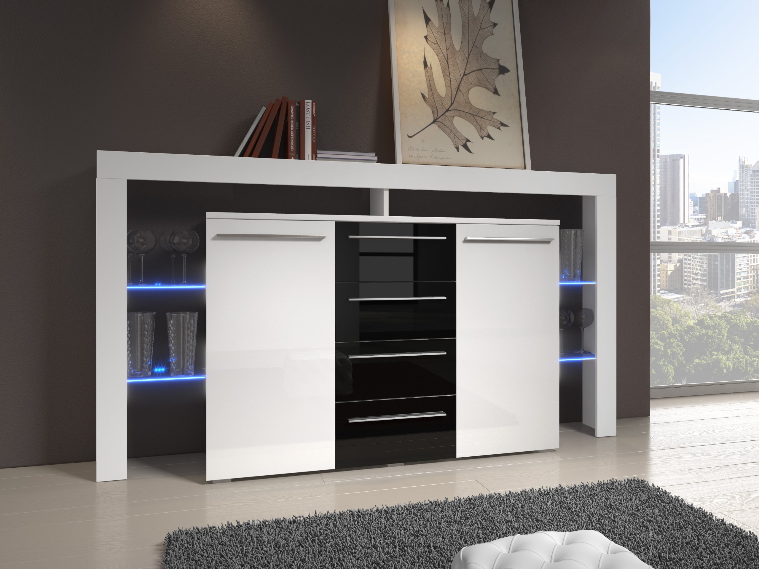 Nowoczesna Komoda RIVA PLUS / POŁYSK! LED GRATIS!