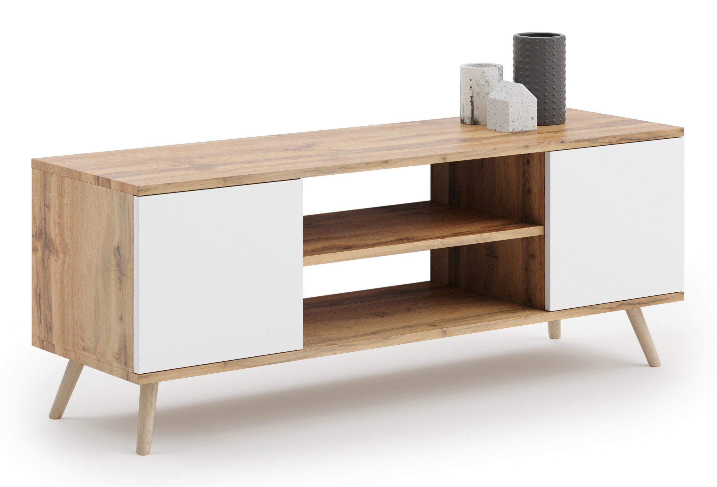 Focus TV galdiņš 135 cm ozols gold Craft - balts
