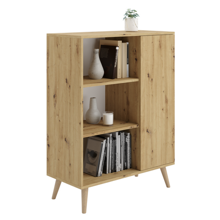 Grāmatplaukts display Fondi wooden legs ozols artisan