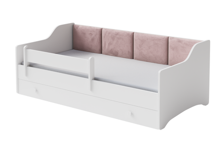 Vienvietīga gulta Erik 160x80 balts - panel rozā