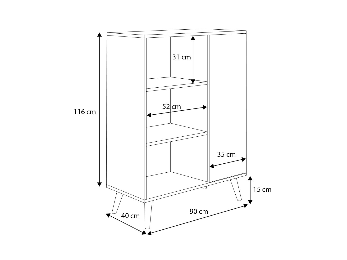 Regał szafka Fondi biały, skandynawski