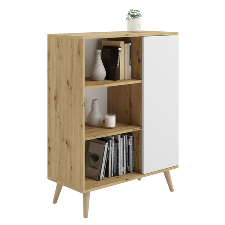 Vitrīna Fondi wooden legs ozols artisan balts