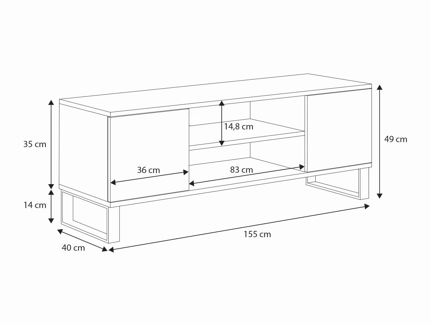 Szafka RTV 155 cm loft dąb craft złoty