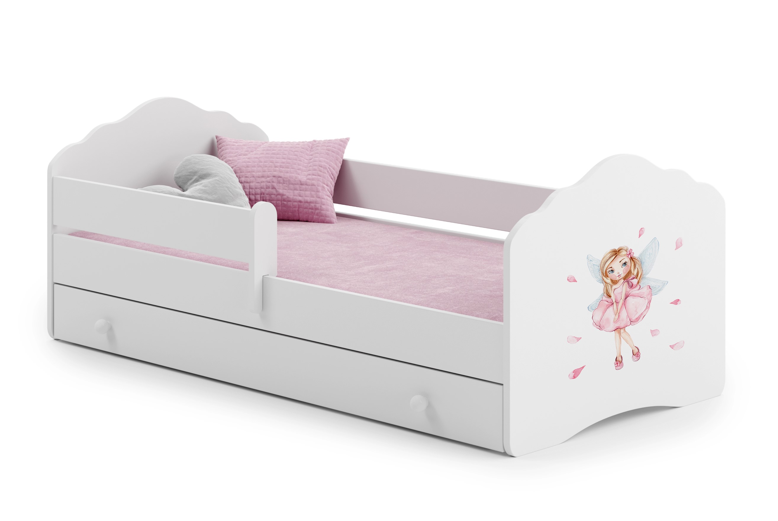 FALA Bērnu gulta 160x80 drawer - meitene ar spārniem