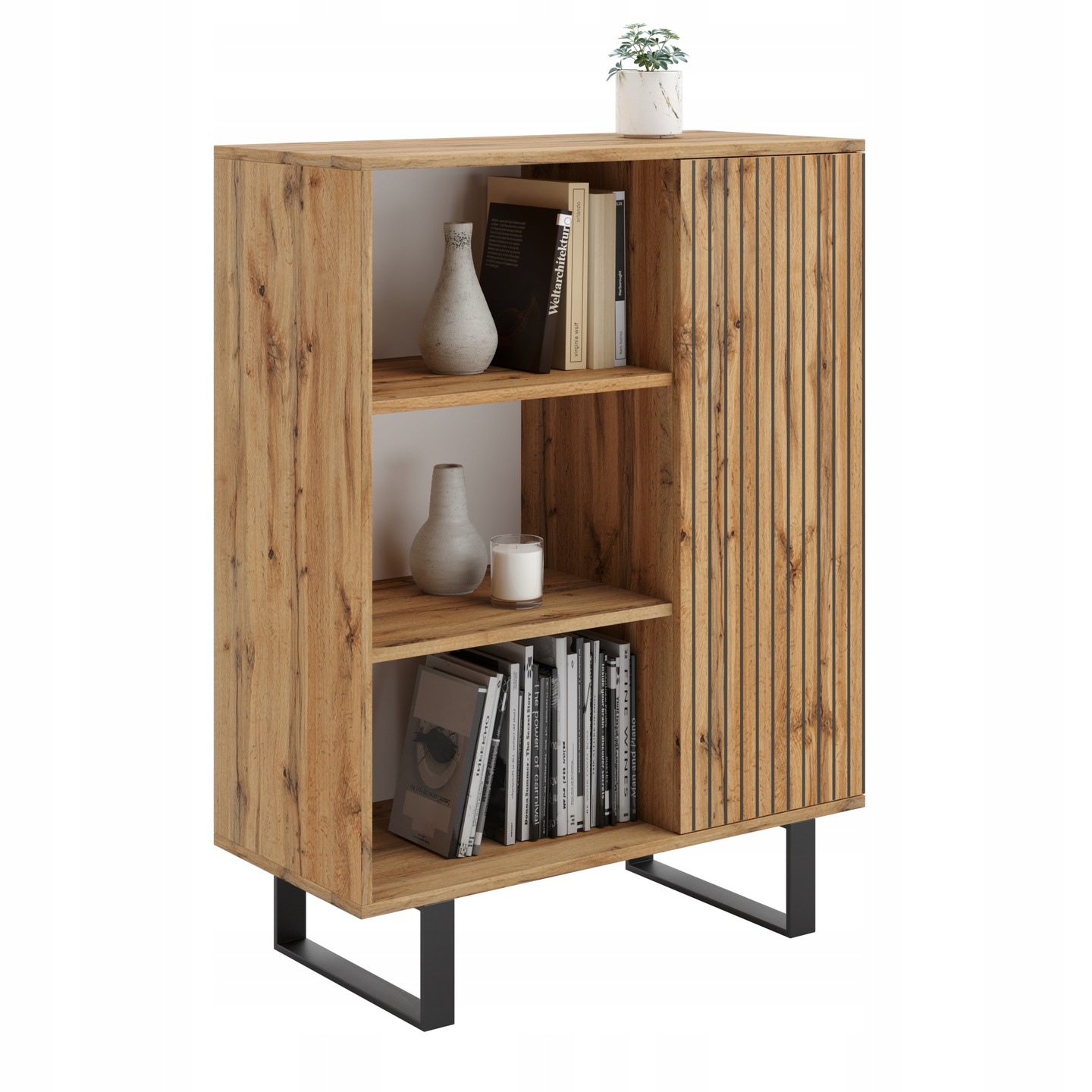 Cabinet Fondi ozols craft gold - melns, decor laths