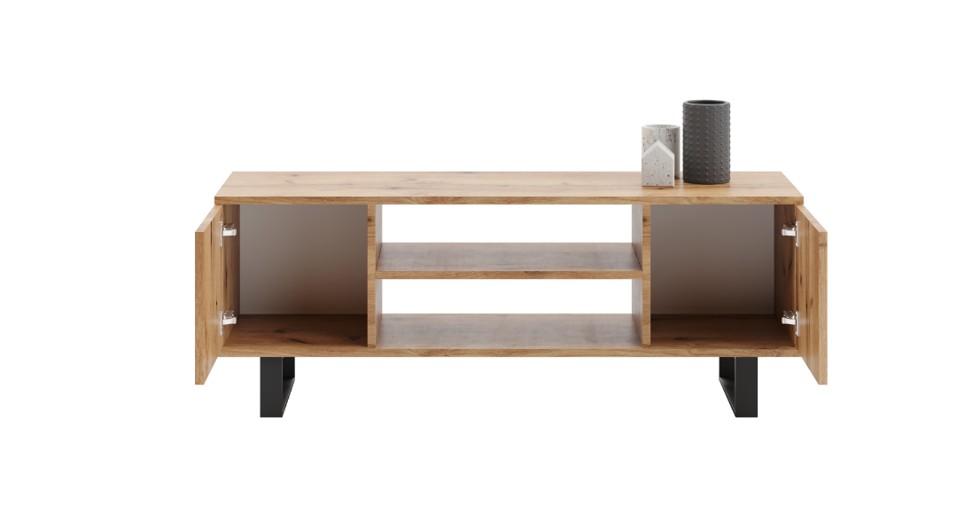 Szafka RTV 155 cm loft dąb craft złoty - jodełka