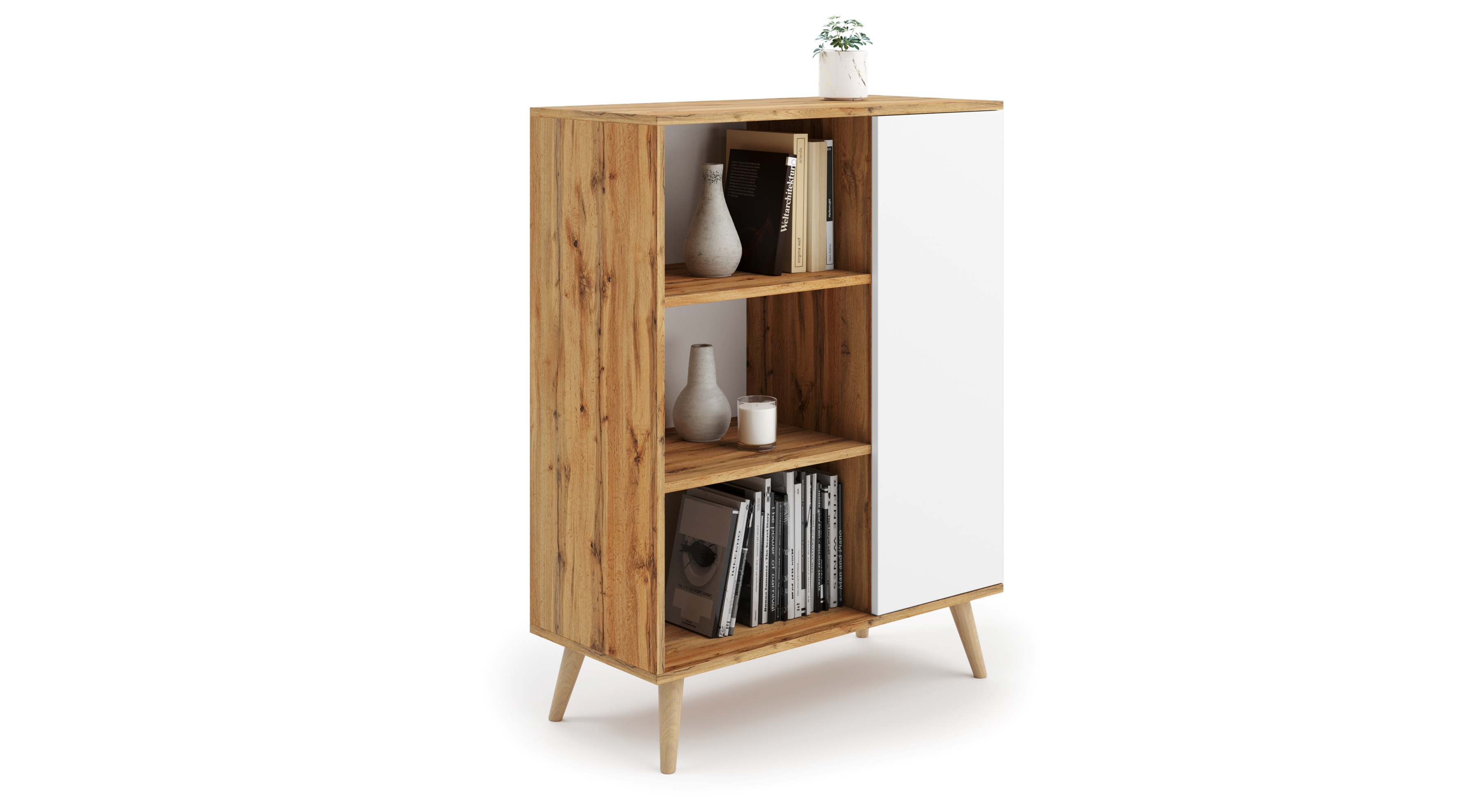 Grāmatplaukts Fondi - wooden legs