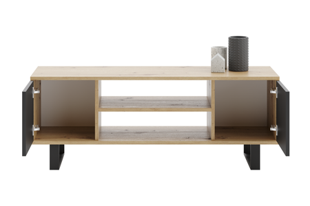 Szafka RTV Focus 135 cm - loft Dąb artisan czarny