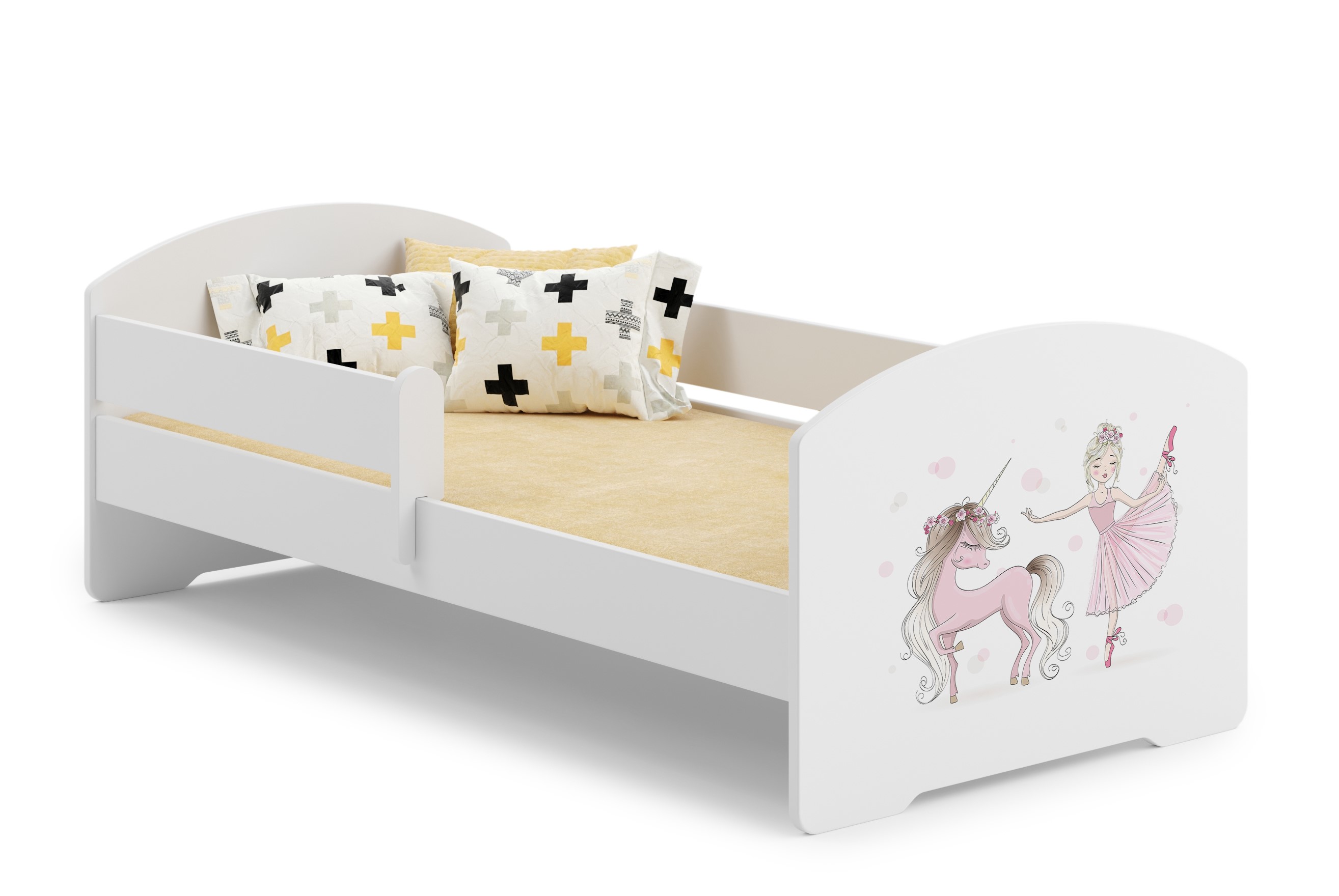 LUK Bērnu gulta 160x60 with railing - meitene ar vienradzi