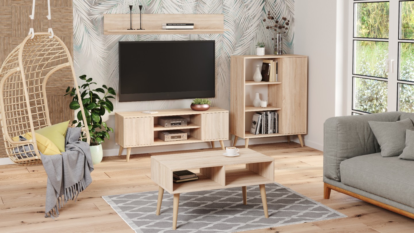 Szafka RTV 155 cm skandynawska dąb sonoma