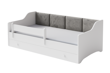 Vienvietīga gulta Erik 160x80 balts - panel pelēks