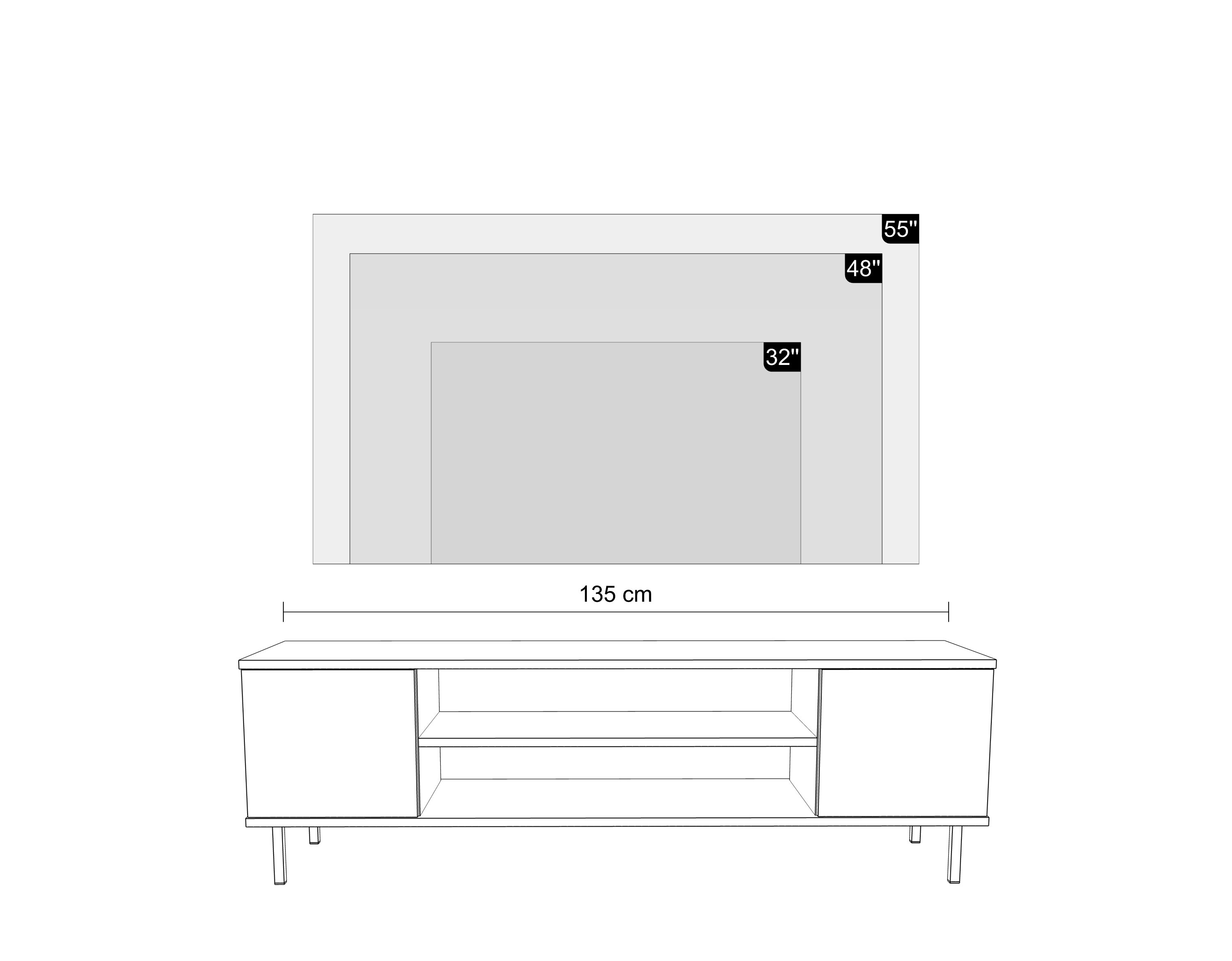 Szafka RTV 135 cm Kaszmir, nogi złote