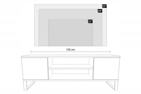 Szafka RTV Focus 135 cm - loft Dąb artisan czarny