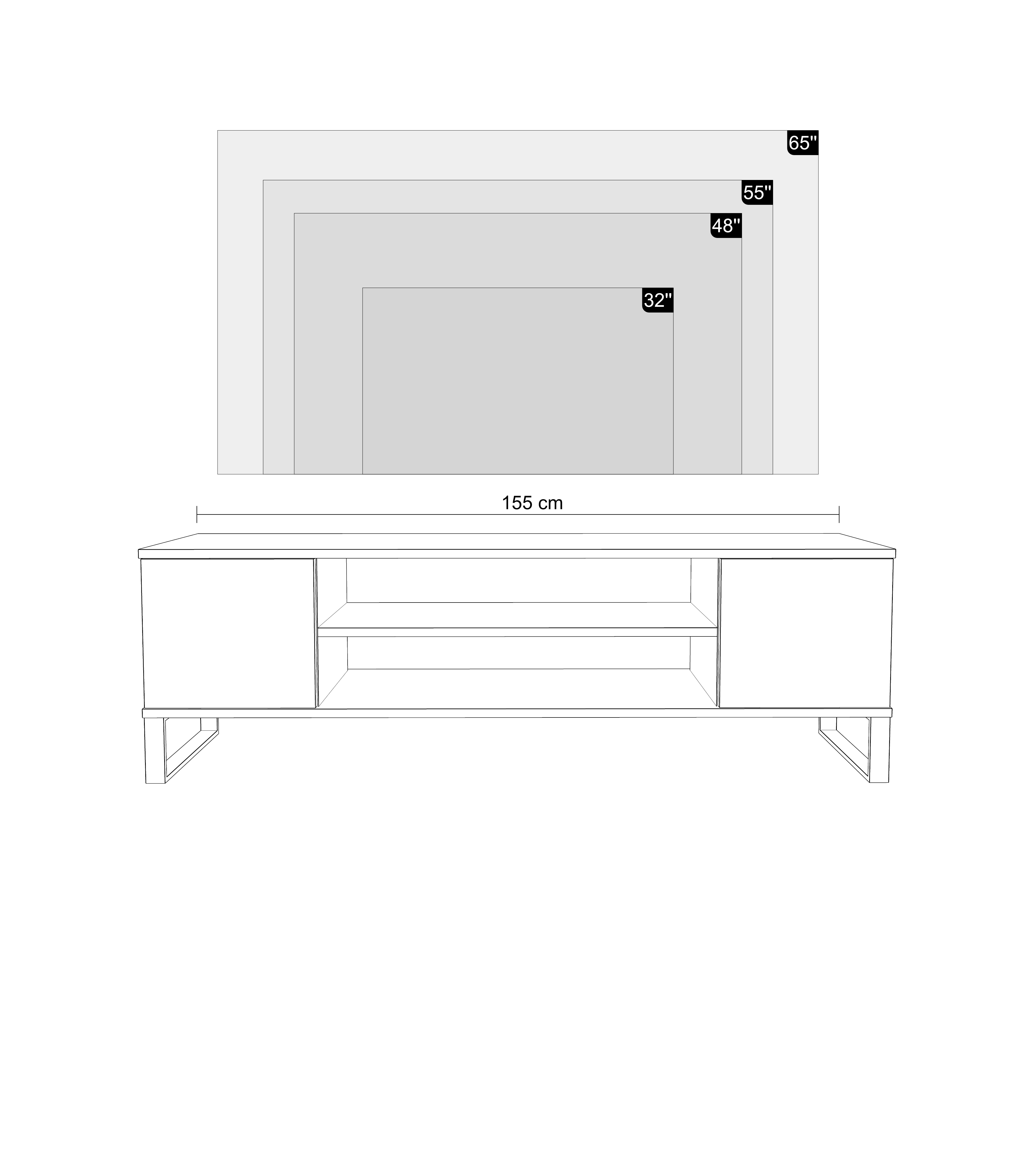 Szafka RTV 155 cm loft dąb craft złoty - jodełka