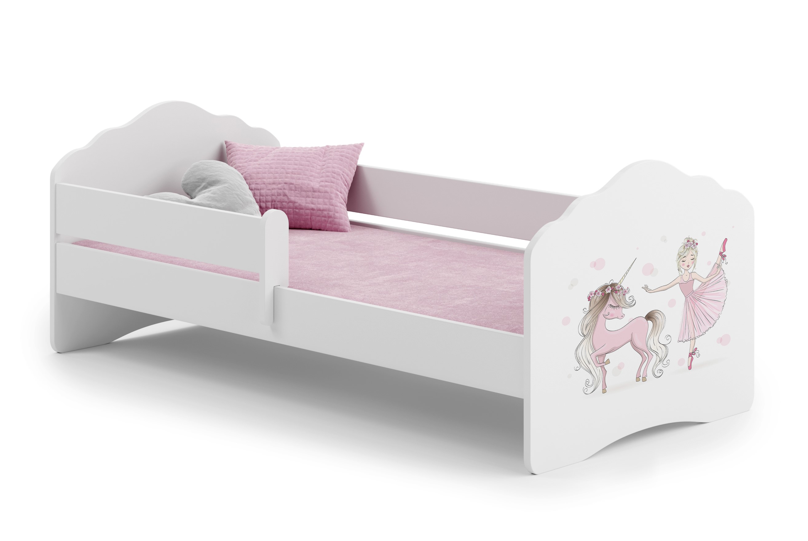 FALA 140x70 Bērnu gulta with railing - meitene ar vienradzi