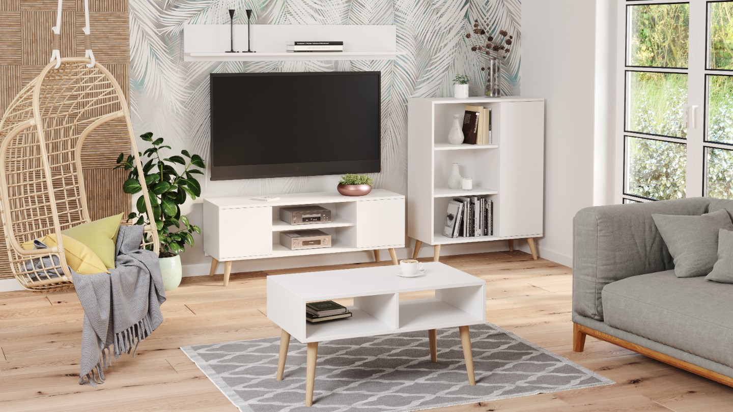 Regał szafka Fondi biały, skandynawski