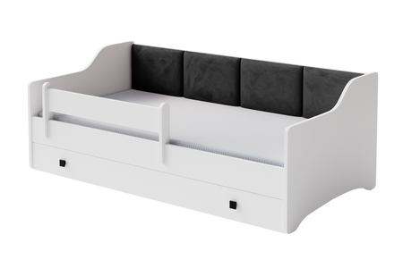 Vienvietīga gulta Erik 160x80 balts - melns panel