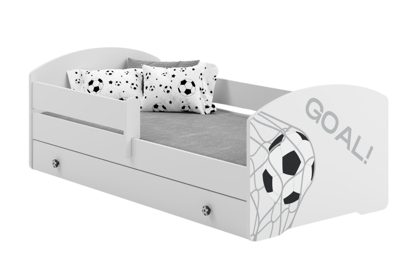 Bērnu gulta 140x70 balts ar atvilktni football