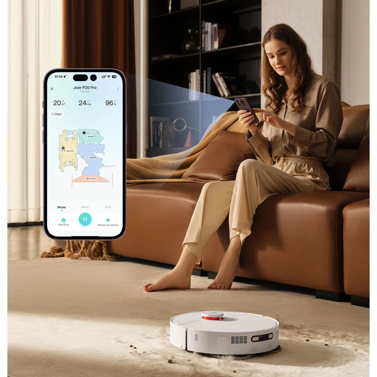 Robot sprzątający JONR P20 Pro z mopowaniem i stacją oczyszczania suszenie