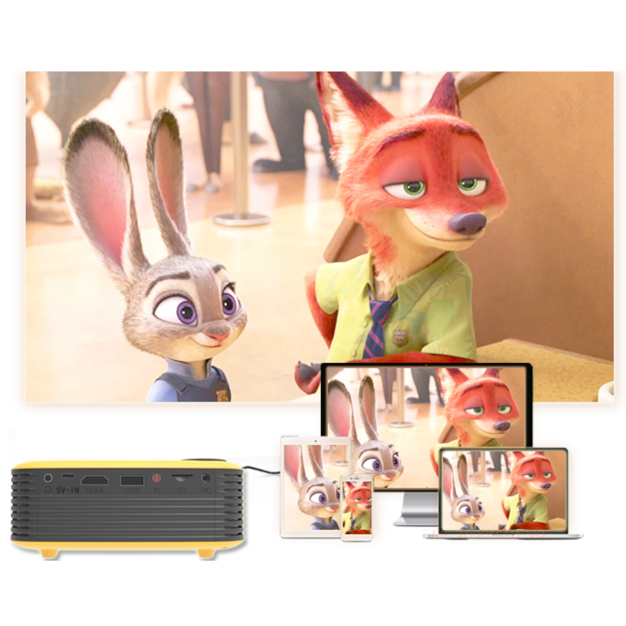 PROJEKTOR LED Mini BEZPRZEWODOWY 14-80" CZARNY