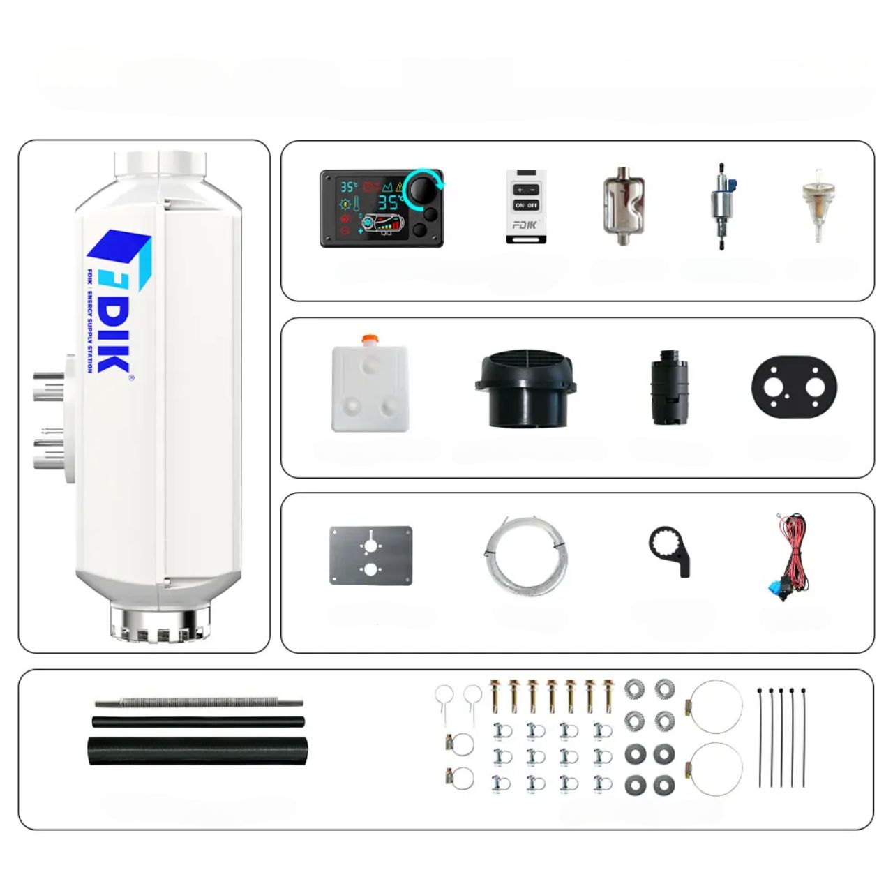Ogrzewanie postojowe 5kW 12V diesel LCD FDIK nagrzewnica olejowa z dmuchawą