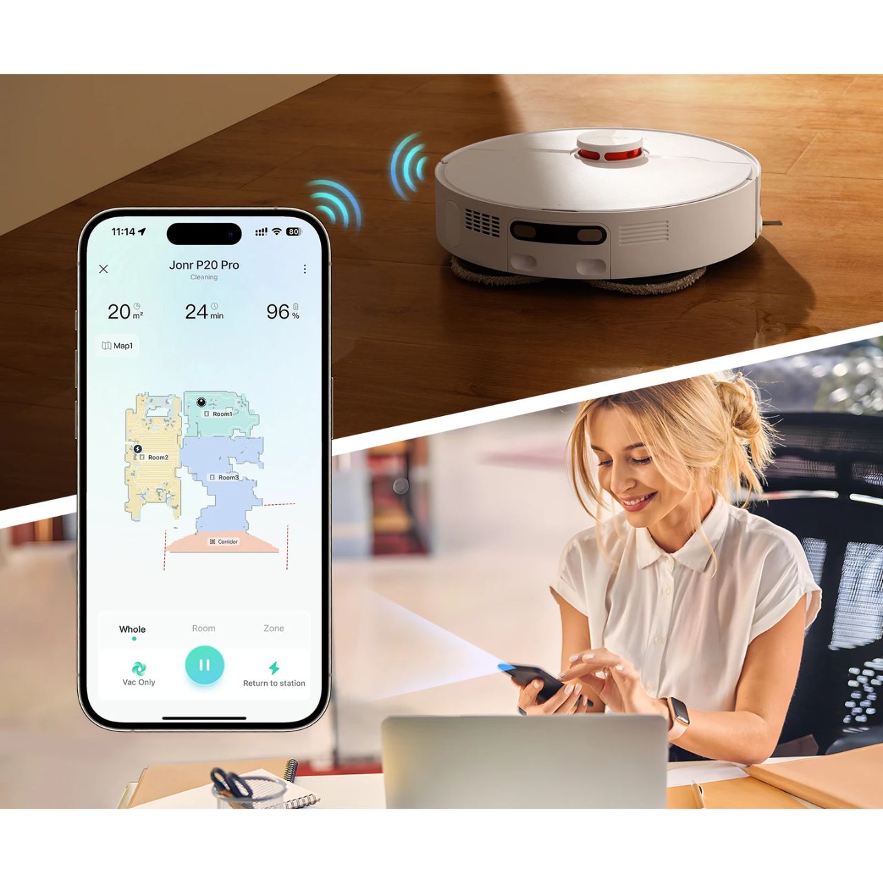 Robot sprzątający JONR P20 Pro z mopowaniem i stacją oczyszczania suszenie