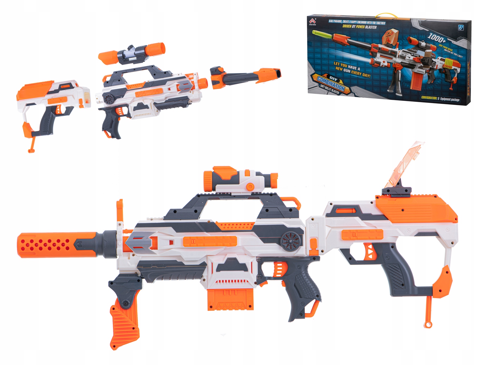 KARABIN BLASTER MODULAR 5W1 KOMPATYBILNY Z NERF