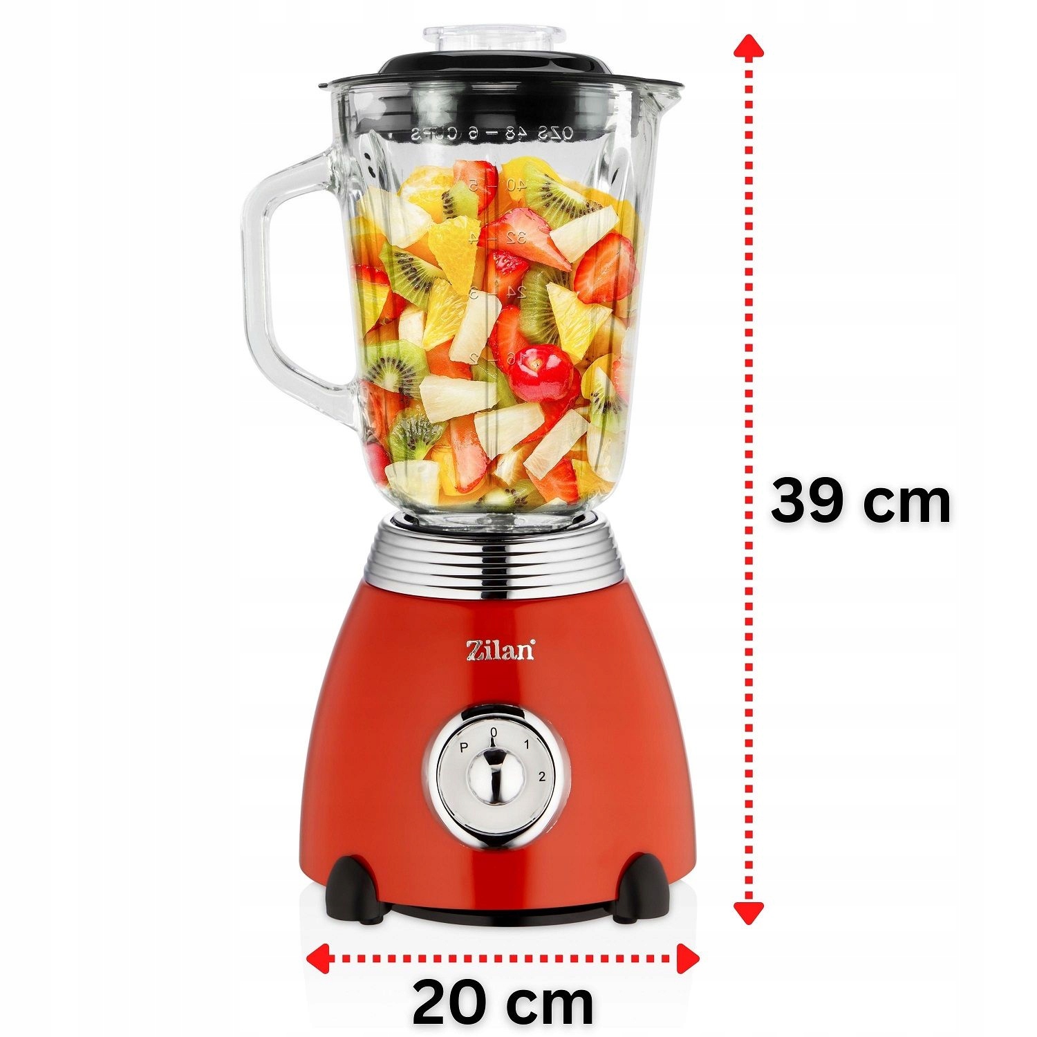 BLENDER KIELICHOWY CZERWONY 2 BIEGI PULSE RETRO 500W