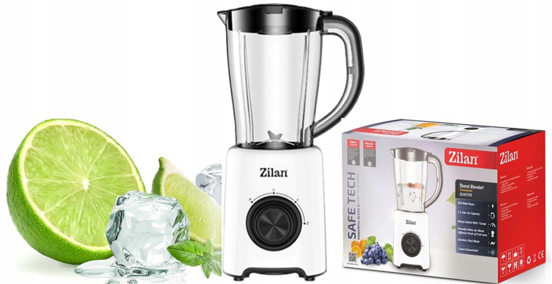 BLENDER KIELICHOWY MIKSER ZILAN BPA FREE 2 BIEGI + PULSE 500W