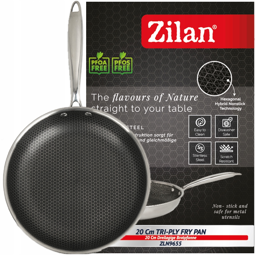 PATELNIA POWŁOKA NON STICK - STRUKTURA PLASTRA MIODU HEXAGONAL HYBRID 20CM