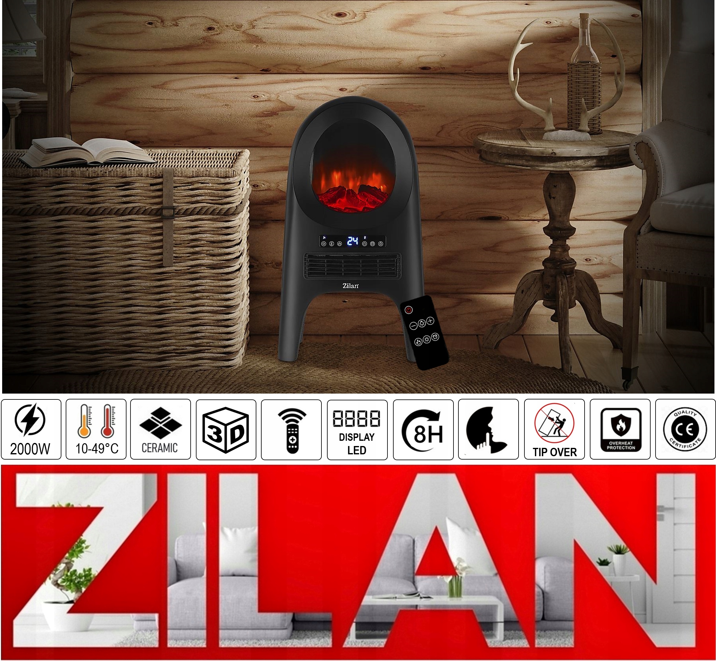 Termowentylator Zilan Ceramic Fan Heater 2000 W