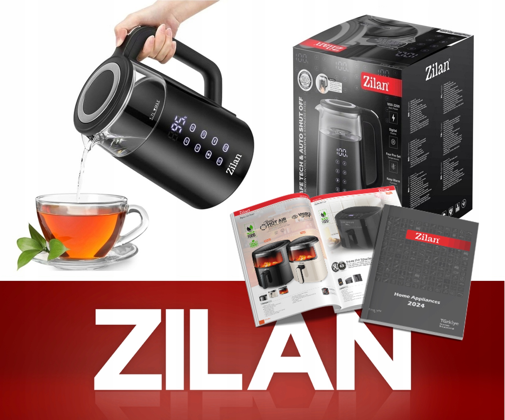 CZAJNIK ELEKTRYCZNY REGULACJA TEMPERATURY DIGITAL 40°C - 100°C 1,7L 2200W