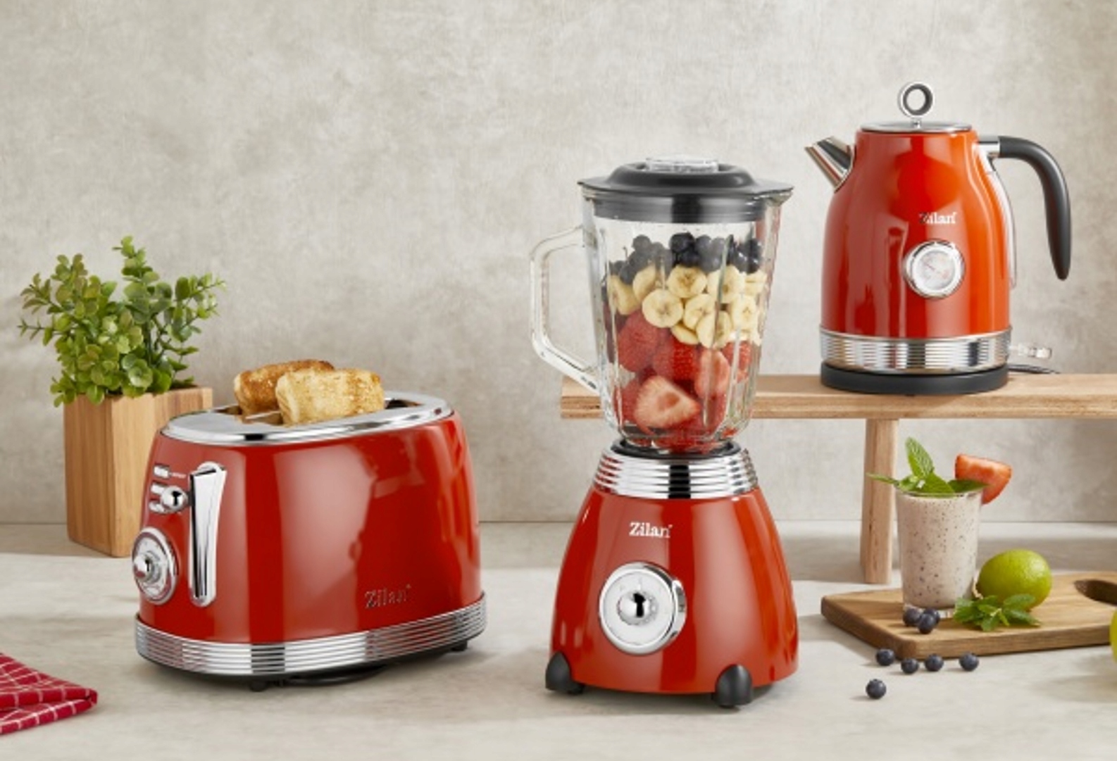 BLENDER KIELICHOWY CZERWONY 2 BIEGI PULSE RETRO 500W