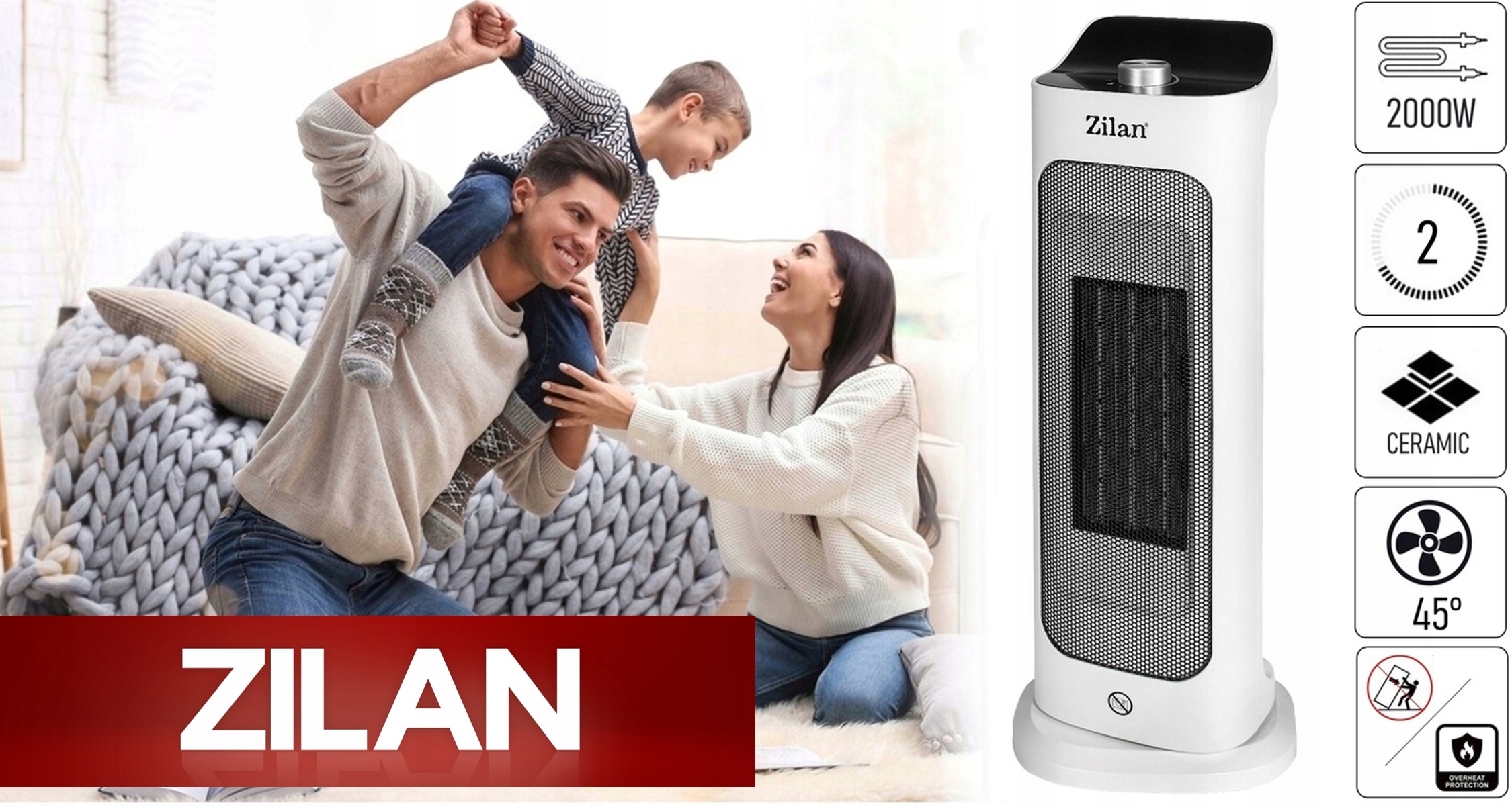 TERMOWENTYLATOR GRZEJNIK ELEKTRYCZNY OSCYLACJA CERAMICZNY 2000W