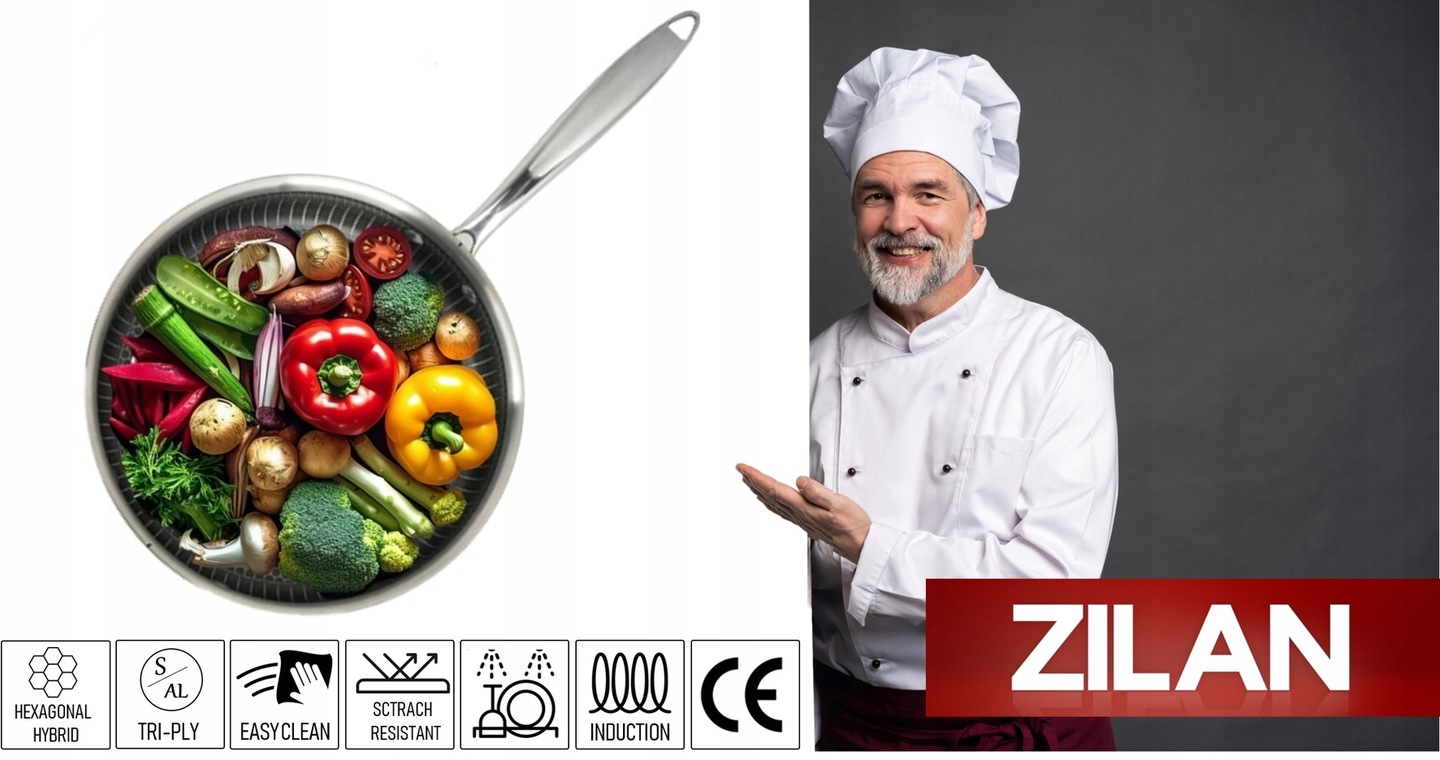 PATELNIA POWŁOKA NON STICK - STRUKTURA PLASTRA MIODU HEXAGONAL HYBRID 26CM