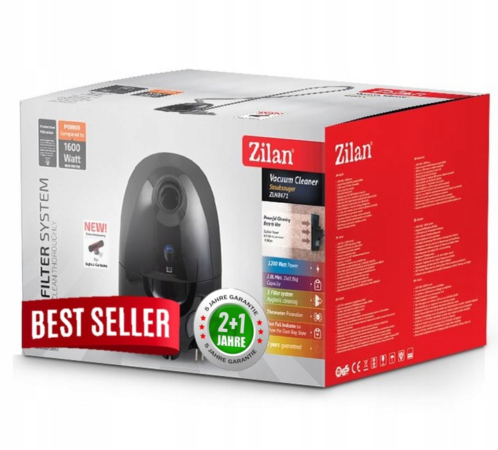 ODKURZACZ ZILAN WORKOWY ZILAN MEGA MOC 2L 860W AKCESORIA TURBO XXL