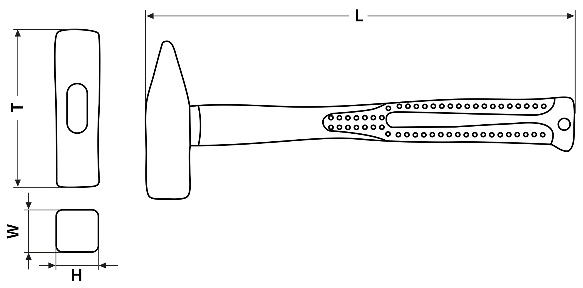Zestaw młotków ślusarskich 3 sztuki