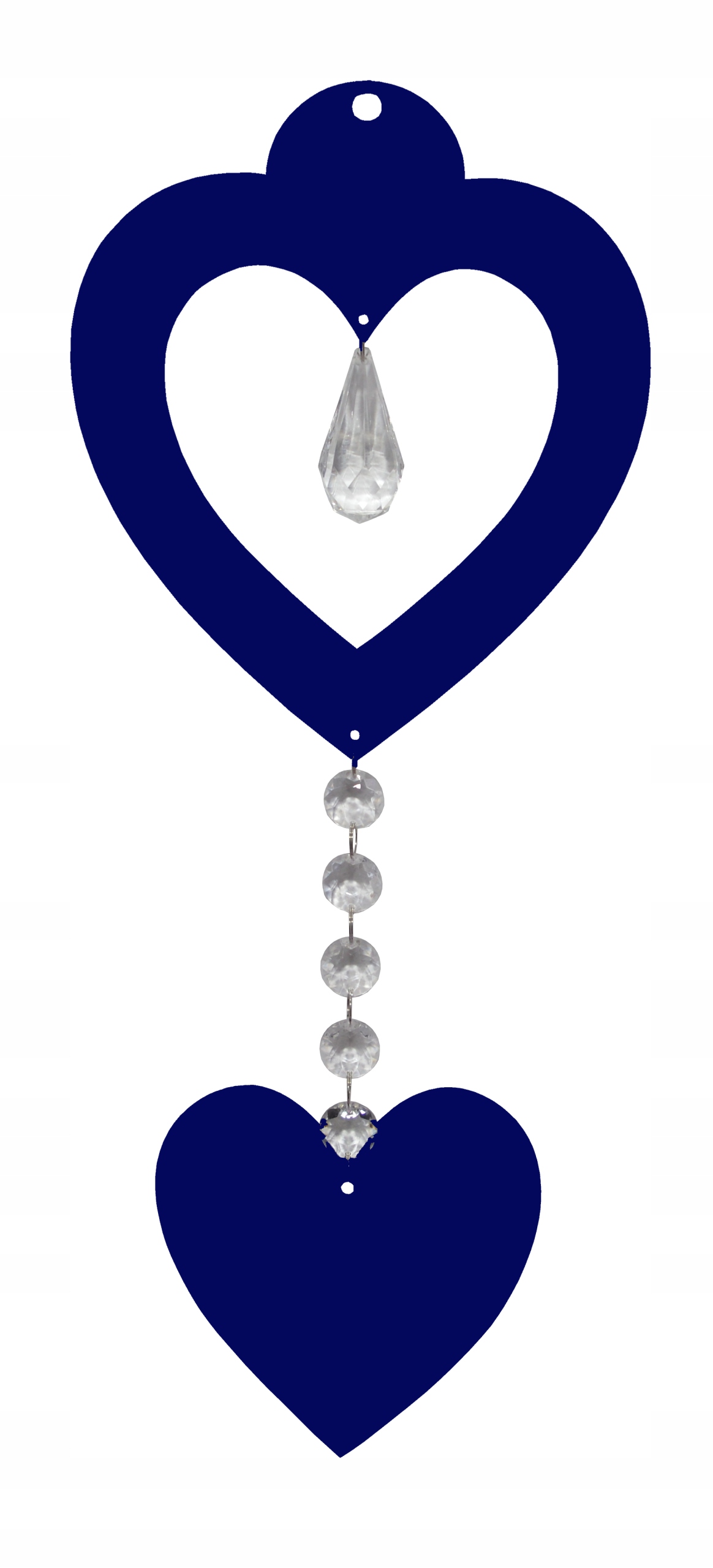 Z16b Zawieszka ozdoba ażur serce kryształ błękit