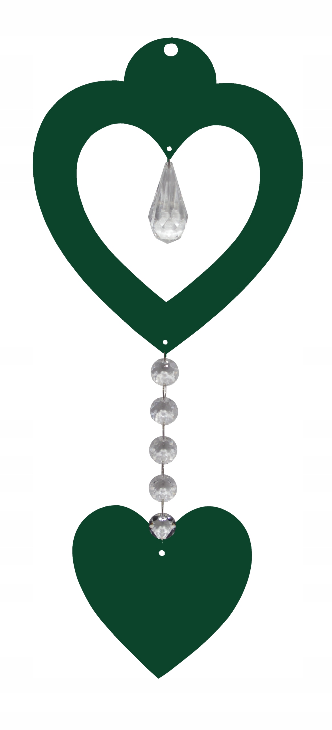 Z16b Zawieszka ozdoba ażur serce kryształ zielony