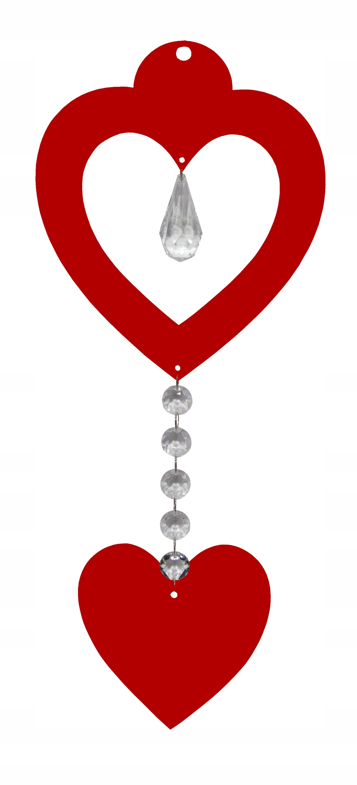 Z16b Zawieszka ozdoba ażur serce kryształ czerwony