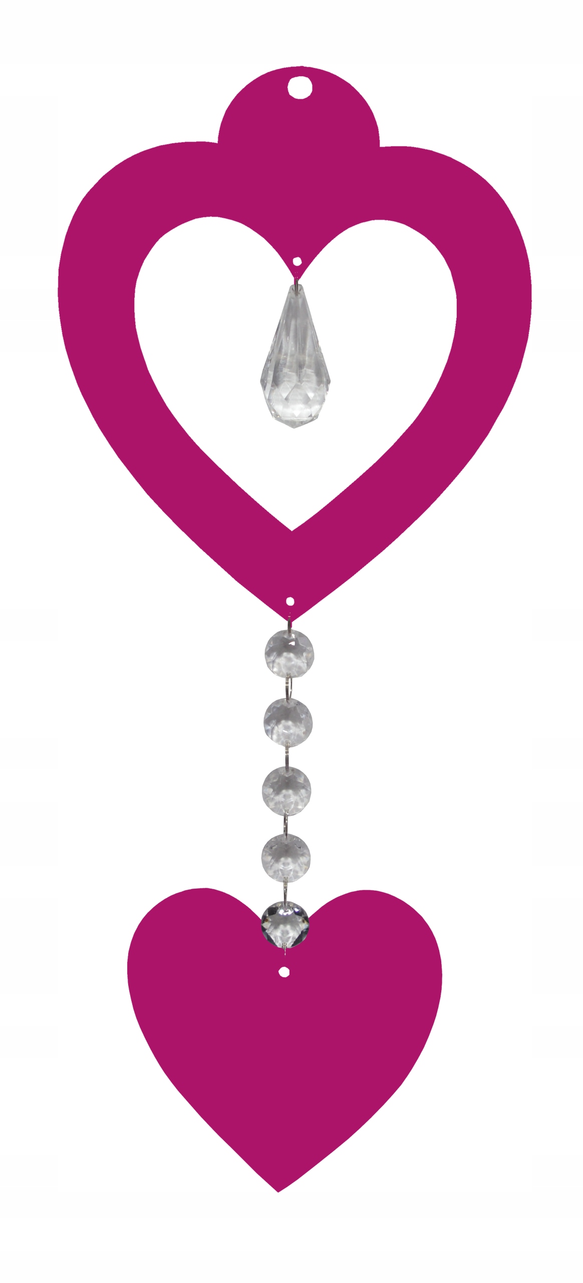 Z16b Zawieszka ozdoba ażur serce kryształ czerwony