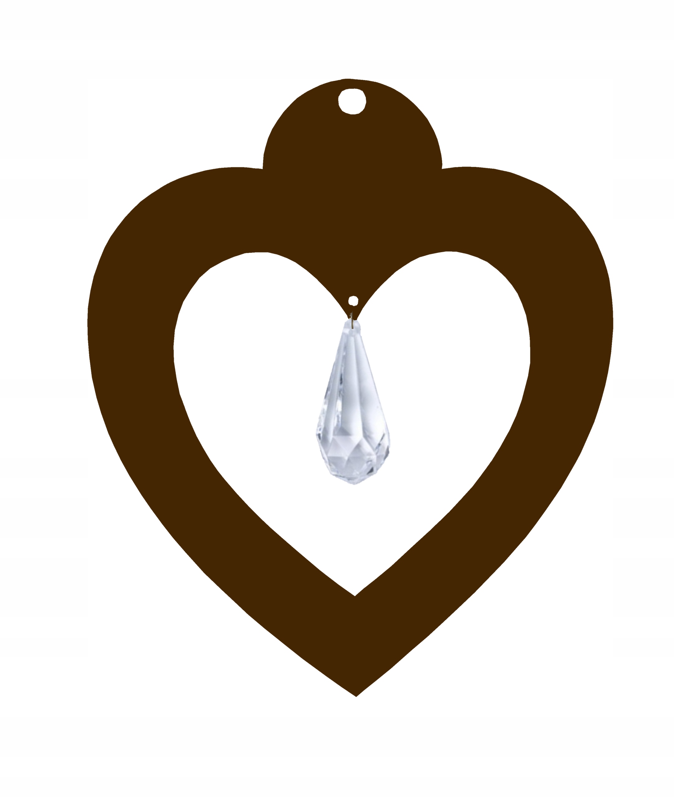 Z16a Zawieszka ozdoba ażur serce kryształ brąz